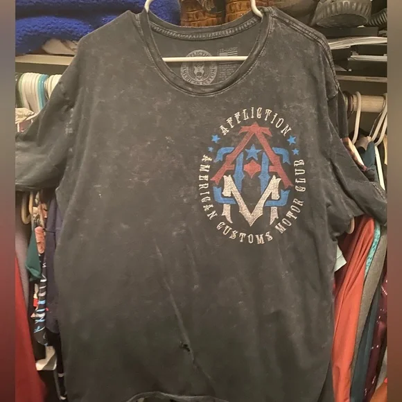 Affliction T-Shirt Black Eagle Wings Short Sleeve Motor Club 1973 2XL - Picture 5 of 5